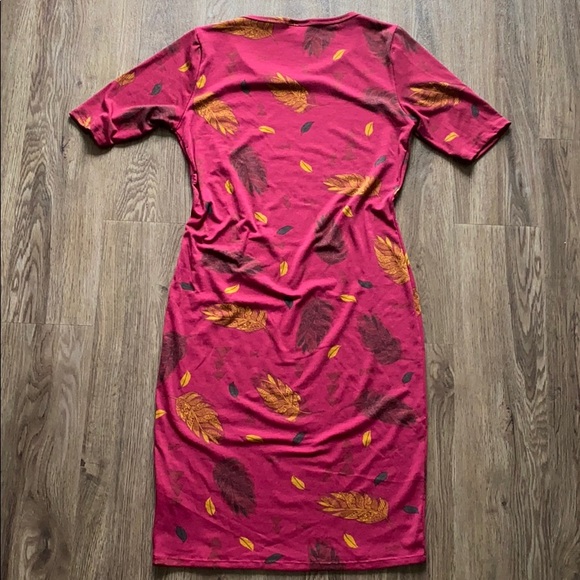 LuLaRoe Fall Leaf Print Julia Pencil Dress - Picture 2 of 7